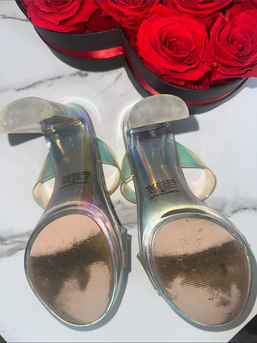 Steve Madden Iridescent Clear Strap Platform Heels - Picture 9 of 10